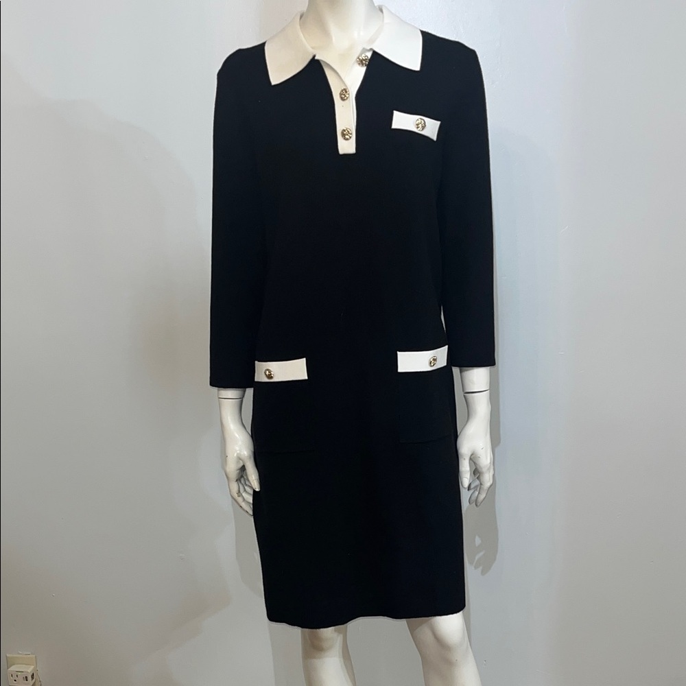 Joseph Ribkoff Black and White Long Sleeve Dress